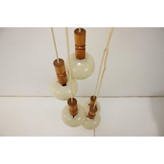 Image 1 of Vintage hanglamp van hout en kunststof, Tsjechoslowakije 1970