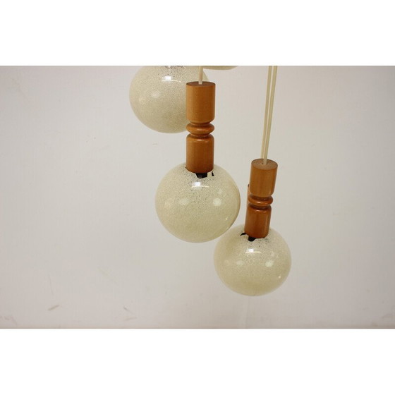 Image 1 of Vintage hanglamp van hout en kunststof, Tsjechoslowakije 1970