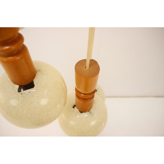 Image 1 of Vintage hanglamp van hout en kunststof, Tsjechoslowakije 1970