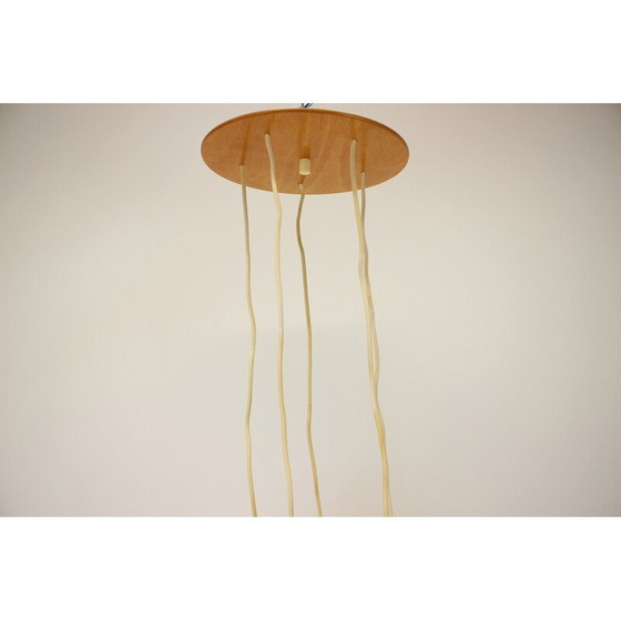 Image 1 of Vintage hanglamp van hout en kunststof, Tsjechoslowakije 1970