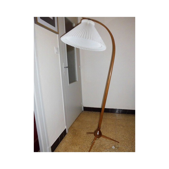 Image 1 of Vintage Bridge vloerlamp in beukenhout van Severin Hansen voor Haslev Furniture