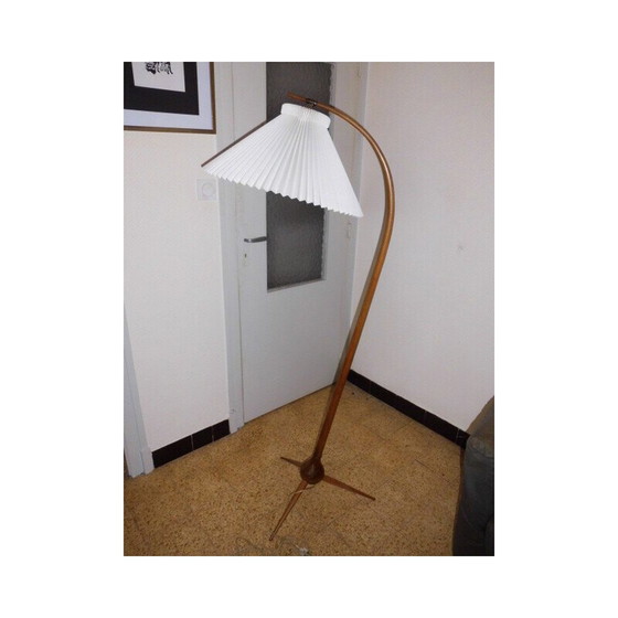 Image 1 of Vintage Bridge vloerlamp in beukenhout van Severin Hansen voor Haslev Furniture
