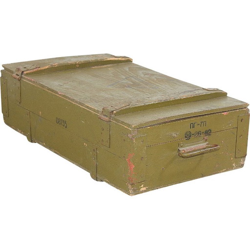 Vintage houten militaire kist, Sovjet-Unie 1980