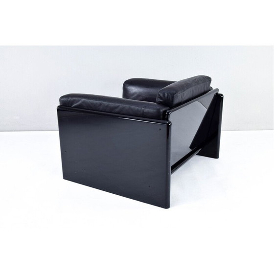 Image 1 of Vintage zwart lederen Simone fauteuil door Ufficio Progetti Gavina voor Simon International, Italië 1970