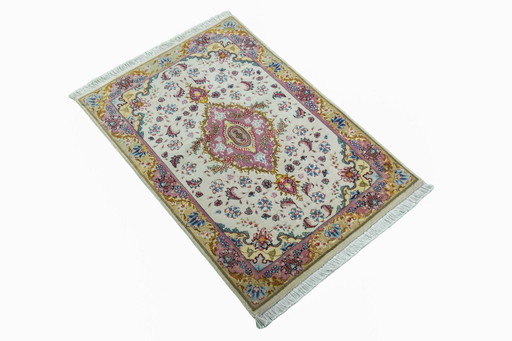 Handgeknoopte Tabriz 50 Raj Met Zijde - 87 X 60 cm