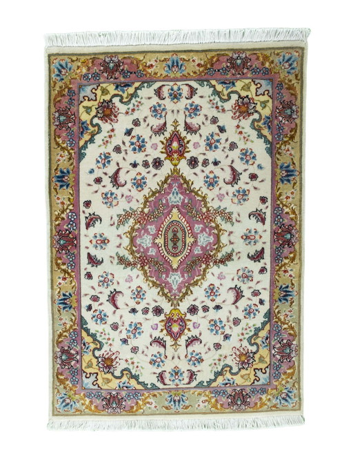 Handgeknoopte Tabriz 50 Raj Met Zijde - 87 X 60 cm