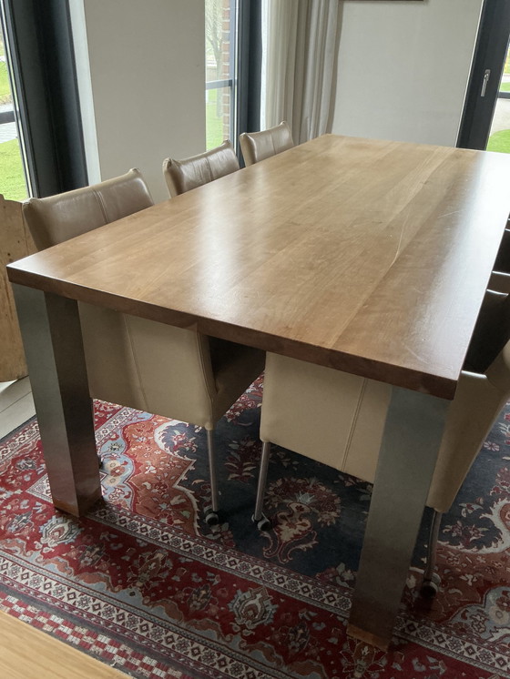 Image 1 of 6 X Design Eetkamerstoel + Joop Van Arnhem Art Of Living Kersenhouten Tafel