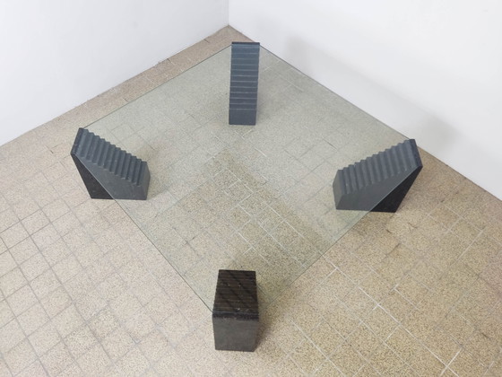 Image 1 of Vintage Italiaanse glazen marmeren salontafel