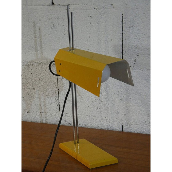 Image 1 of Vintage bureaulamp in geel gelakt metaal en chroom van Josef Hurka voor Lidokov, 1970