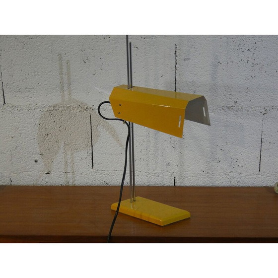 Image 1 of Vintage bureaulamp in geel gelakt metaal en chroom van Josef Hurka voor Lidokov, 1970