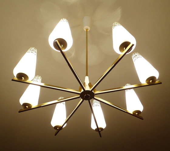 Image 1 of Vintage Italiaanse hanglamp, messing glas