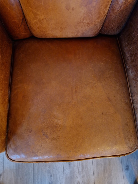 Image 1 of 2x Vintage schapenleren fauteuils