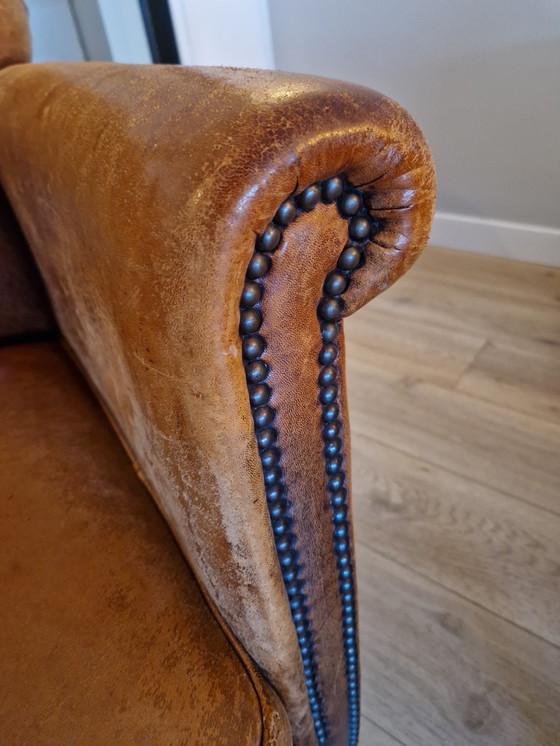 Image 1 of 2x Vintage schapenleren fauteuils