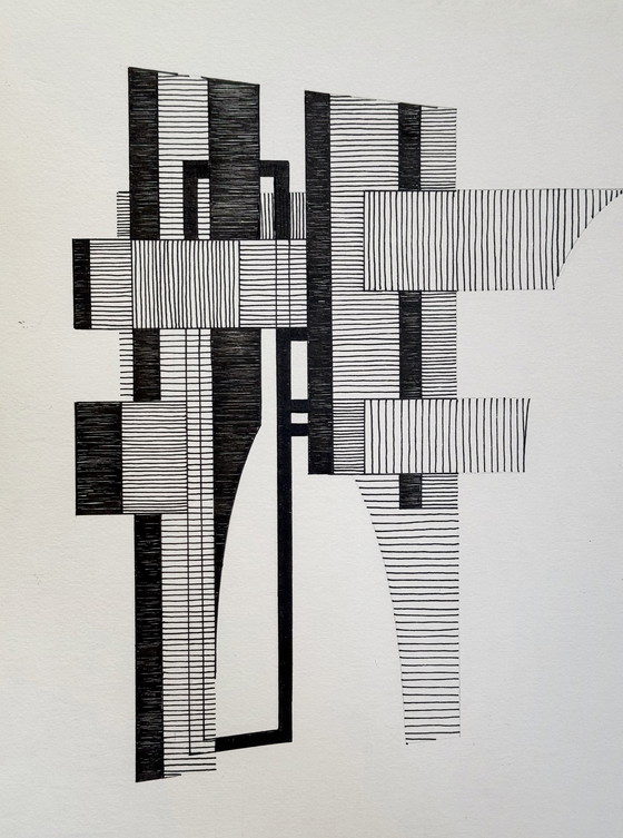 Image 1 of Set van 2 kunstwerken. Abstracte compositie. Eugène Eechaut (1928-2019)