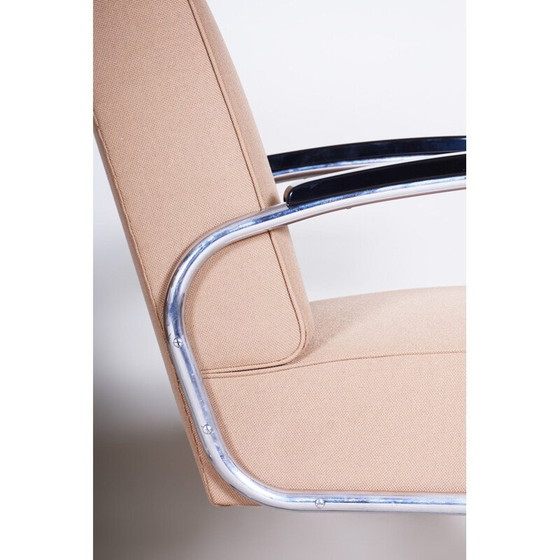 Image 1 of Paar vintage roomwitte leren fauteuils van Mucke Melder, jaren 1930