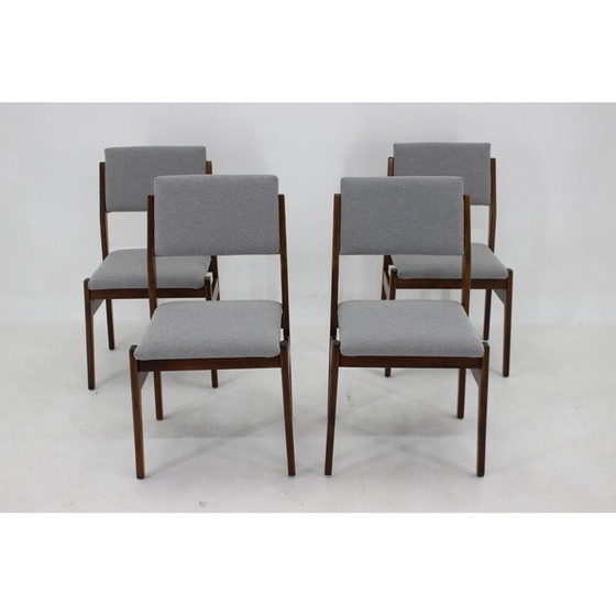 Image 1 of Set van 4 vintage beukenhouten stoelen met bekleding, Tsjecho-Slowakije 1960