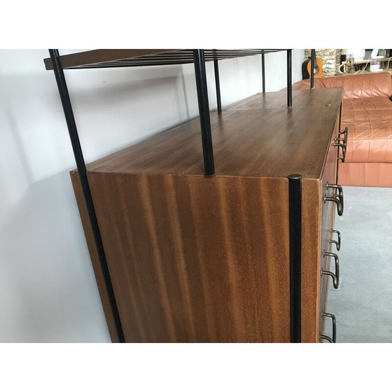 Image 1 of Vintage zwart gelakt metalen opbergmeubel van Peter Hayward voor Vanson, UK 1950