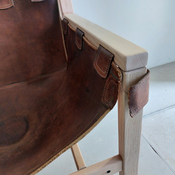 Image 1 of 2x Vintage Zadelleer Loungestoelen