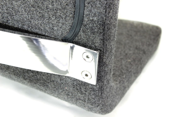 Image 1 of Wilkhahn Loungestoel met Kruk, Premium Wol, Aluminium en Chroom, Orig. prijs 2800,- Euro