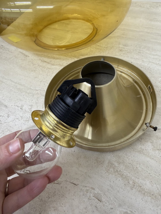 Image 1 of Mid Century Dijkstra glazen plafondlamp Space Age, 1970'S