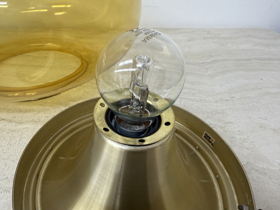 Image 1 of Mid Century Dijkstra glazen plafondlamp Space Age, 1970'S