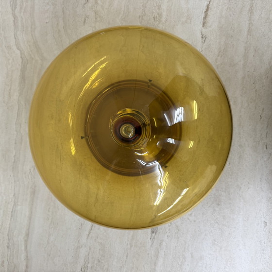 Image 1 of Mid Century Dijkstra glazen plafondlamp Space Age, 1970'S