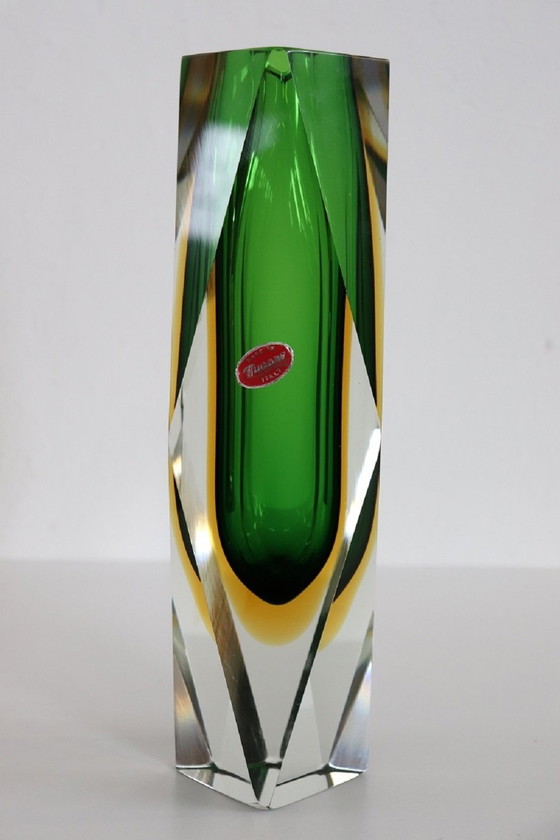 Image 1 of Grote Murano glazen vaas met origineel etiket, 1960S