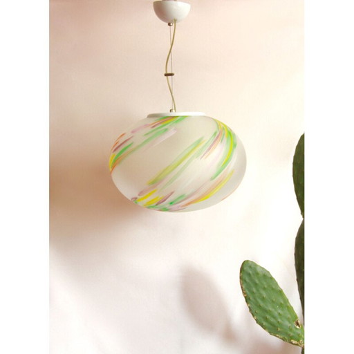 Vintage Primavera pastel Murano glazen hanglamp, Italië 1970