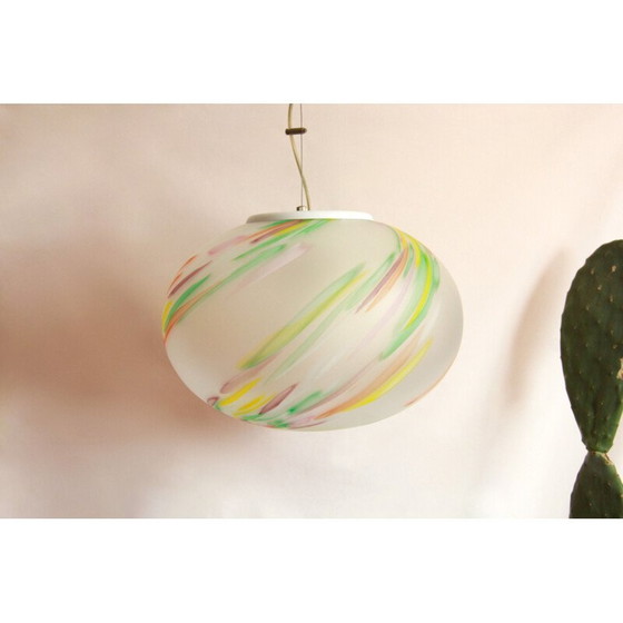 Image 1 of Vintage Primavera pastel Murano glazen hanglamp, Italië 1970
