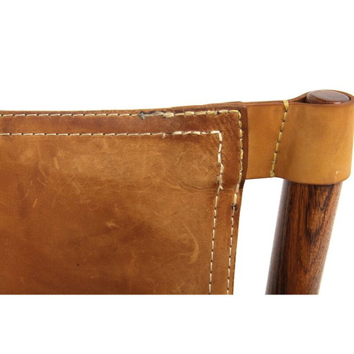 Paar vintage "Sirocco" fauteuils in rozenhout en leer van Arne Norell, Zweden 1960
