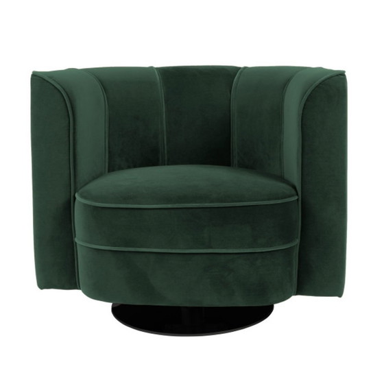 Image 1 of Dutchbone Bloem Fauteuil Fluweel Groen/Groen