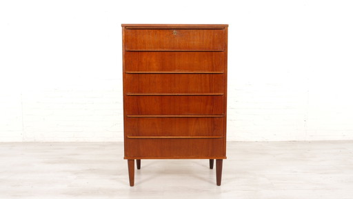 Vintage Deense Ladekast | Teak | 6 Lades | 106 Cm