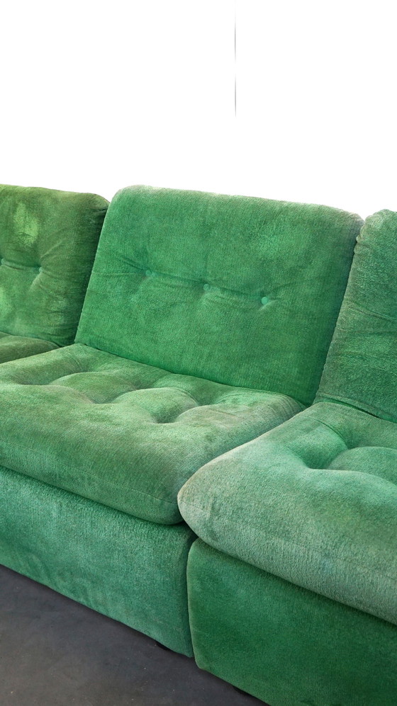 Image 1 of Groene vintage jaren ’70 design elementenbank met 5 elementen