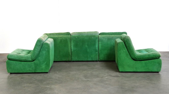 Image 1 of Groene vintage jaren ’70 design elementenbank met 5 elementen