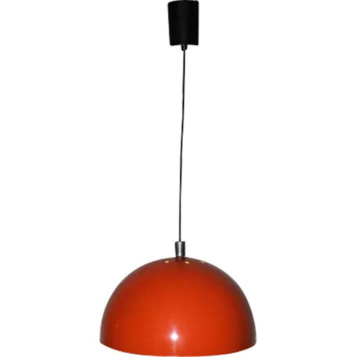 Vintage oranje gelakt metalen hanglamp, 1970