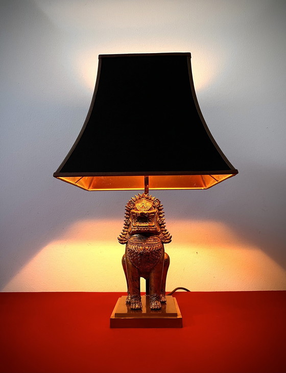 Image 1 of Vintage Thaise Singha Leeuw / Foo Dog Tafellamp - in "Maison Jansen-stijl"- 1960s