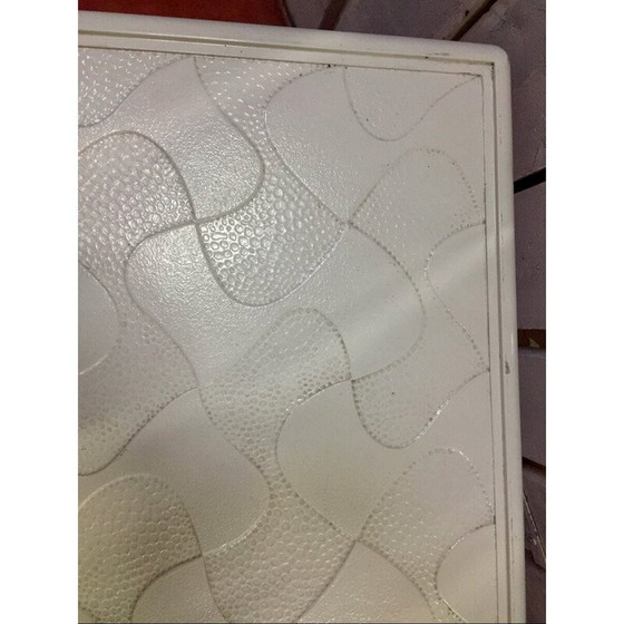 Image 1 of Vintage witte polyurethaan salontafel met verchroomd metalen frame, Oost-Duitsland 1970