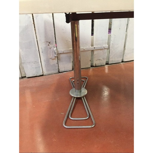 Vintage witte polyurethaan salontafel met verchroomd metalen frame, Oost-Duitsland 1970