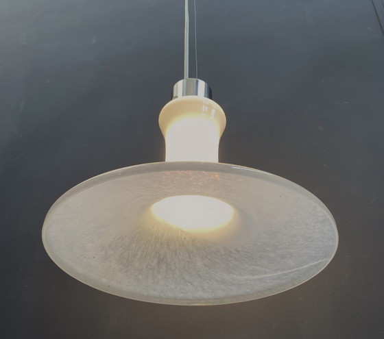 Image 1 of Witte Glazen Hanglamp 1980S