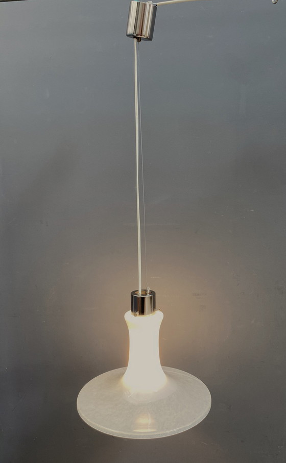 Image 1 of Witte Glazen Hanglamp 1980S