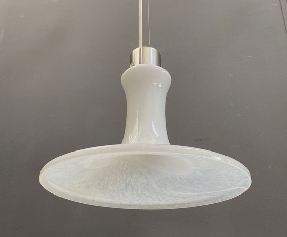 Image 1 of Witte Glazen Hanglamp 1980S