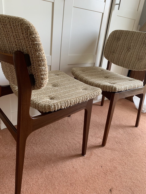 6x Mid Century Deens Design teakhouten eetkamerstoelen