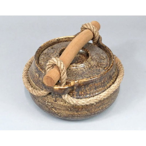 Set vintage terrine en 10 keramische dinerborden voor Potier de l'Abbaye, jaren 1960