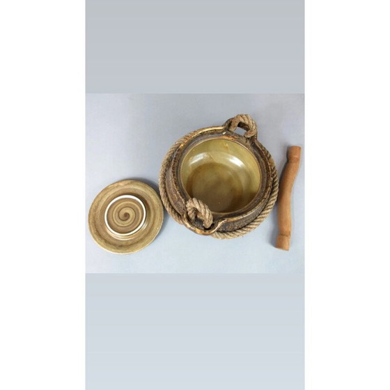 Image 1 of Set vintage terrine en 10 keramische dinerborden voor Potier de l'Abbaye, jaren 1960