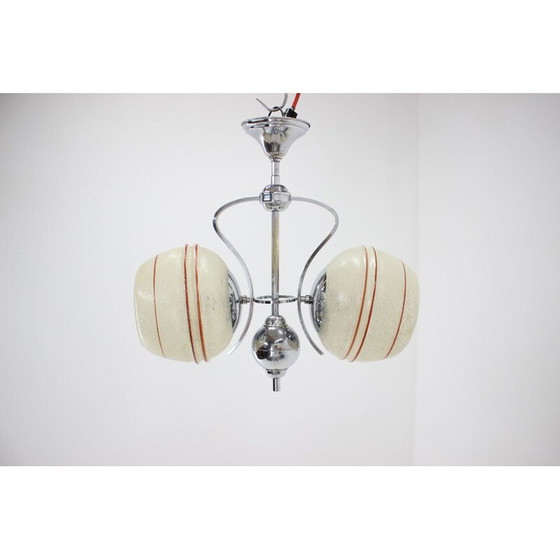 Image 1 of Vintage art deco kroonluchter van chroomglas, Tsjecho-Slowakije 1930