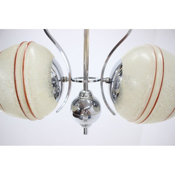 Image 1 of Vintage art deco kroonluchter van chroomglas, Tsjecho-Slowakije 1930