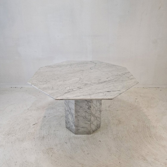 Image 1 of Vintage achthoekige eettafel in Carrara marmer, Italië 1960
