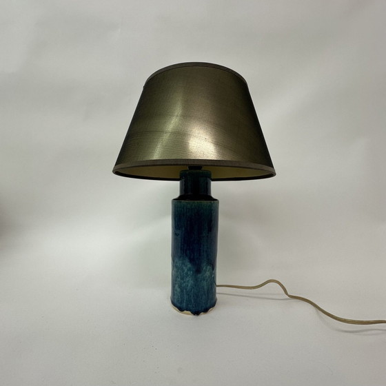 Image 1 of Mid Century design tafellamp blauw keramiek , jaren 1970