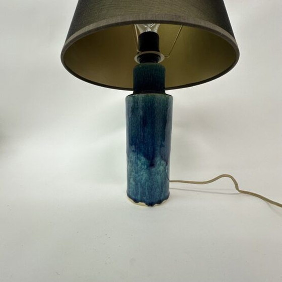 Image 1 of Mid Century design tafellamp blauw keramiek , jaren 1970