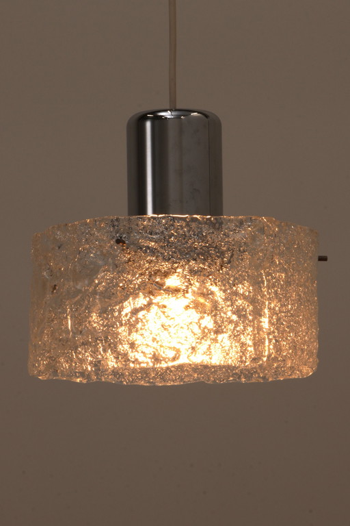 Egon Hillebrand Ijsglas lamp,1960 Duitsland.